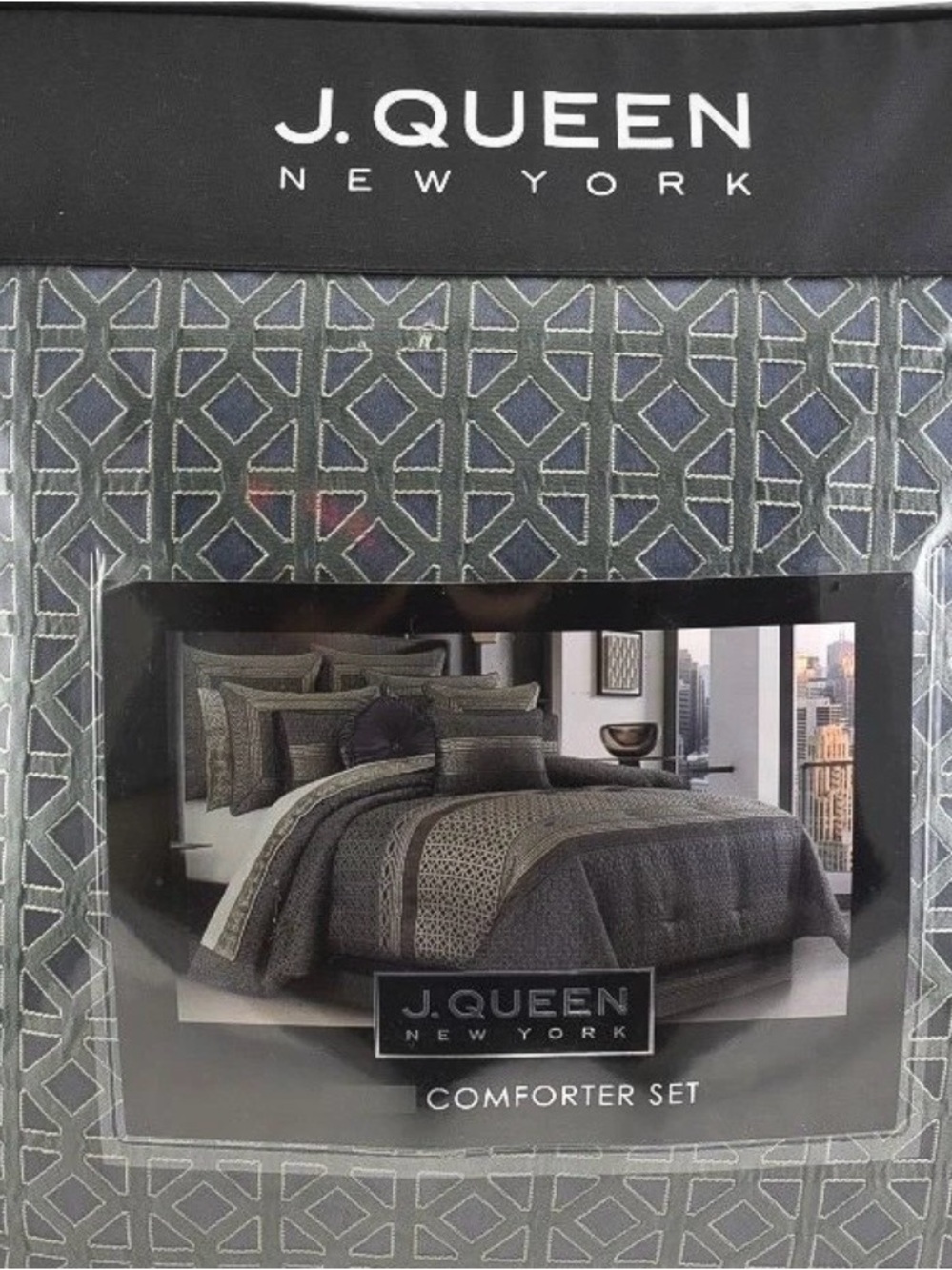 J. Queen New York Alaro Slate 4 pc King comforter set NWT-$588